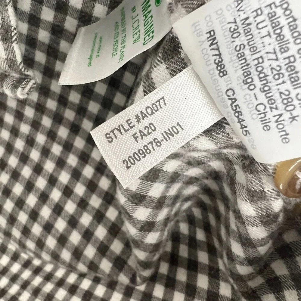 J.Crew Brushed‎ Twill Slim Fit Button Down LS Shirt Mens Size M Gray White Check